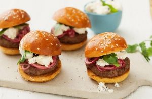 Moroccan Lamb Sliders with Fetta & Pickled Red Onion recipe made with Lemnos Persian Fetta