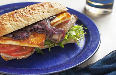 Steak Sandwich with Toasted Haloumi recipe made with Lemnos Cyprus Style Haloumi Cheese