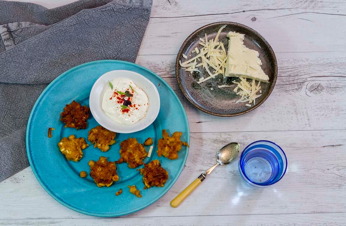 Haloumi, Caramelised Onion and Chickpea Fritters Recipe made with Lemnos Haloumi Cheese