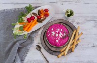 Roast Beetroot and Fetta Dip with Raw Vegetables Recipe made with Lemnos Smooth Fetta Cheese